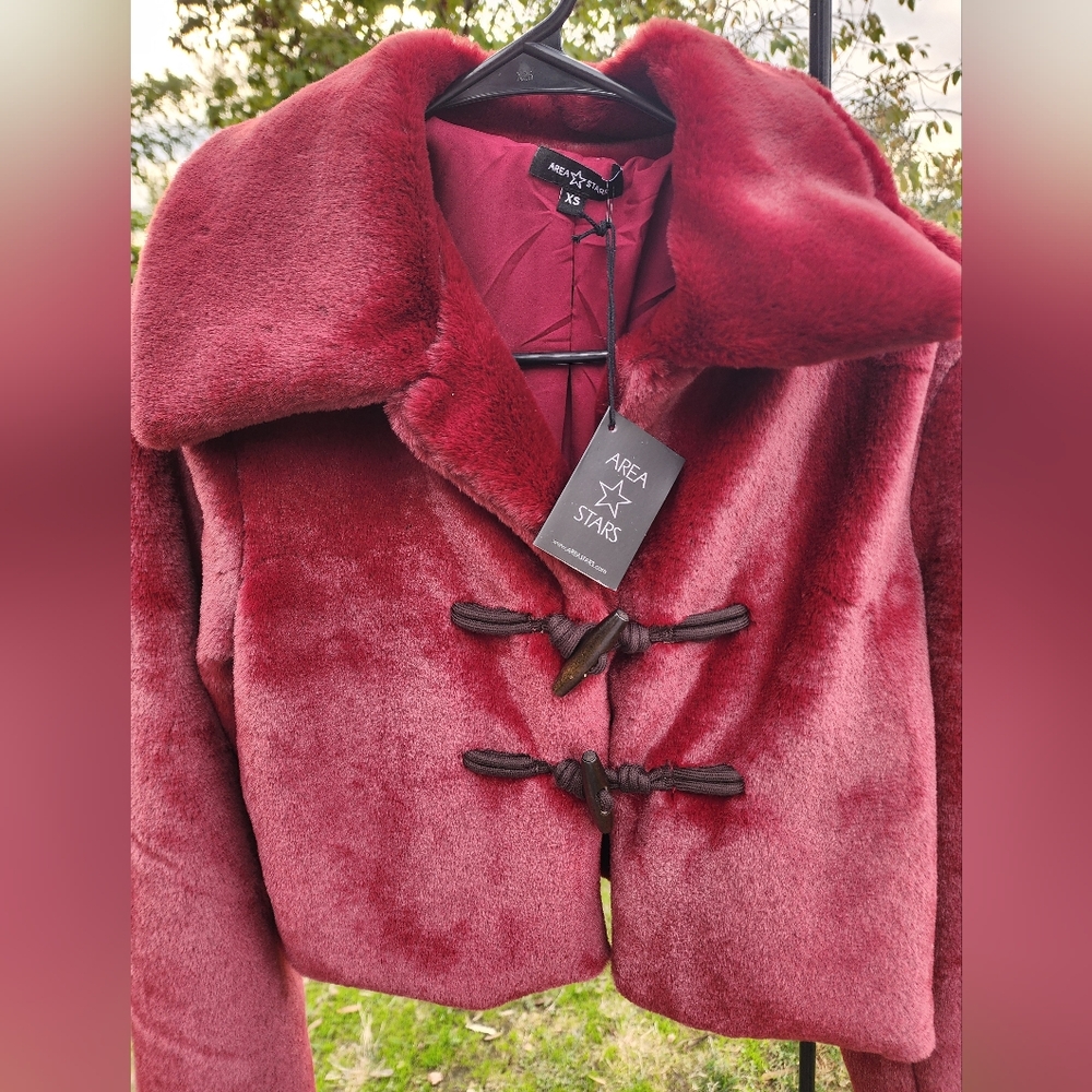 Arca & Stars Women's Burgundy Teddy Jacket